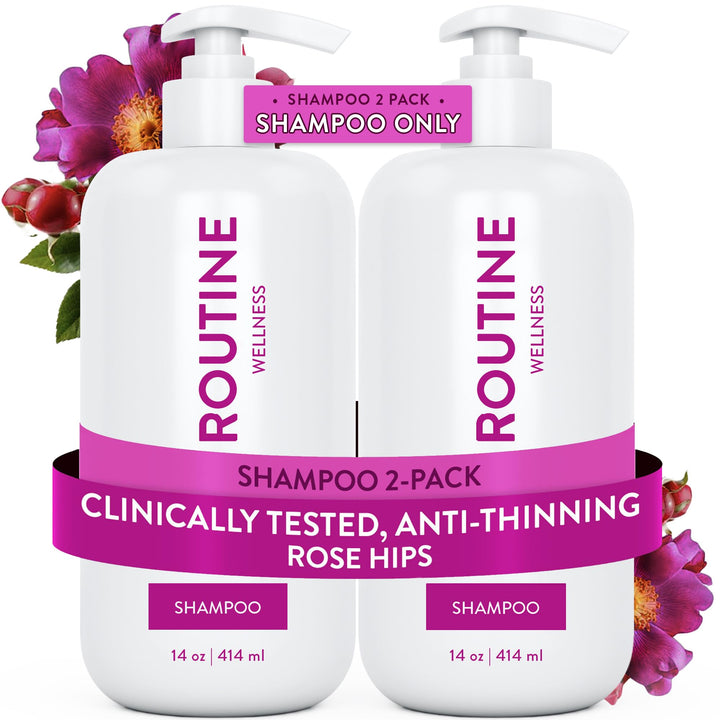Routine Wellness front packaging showing brand and volumizing shampoo benefits