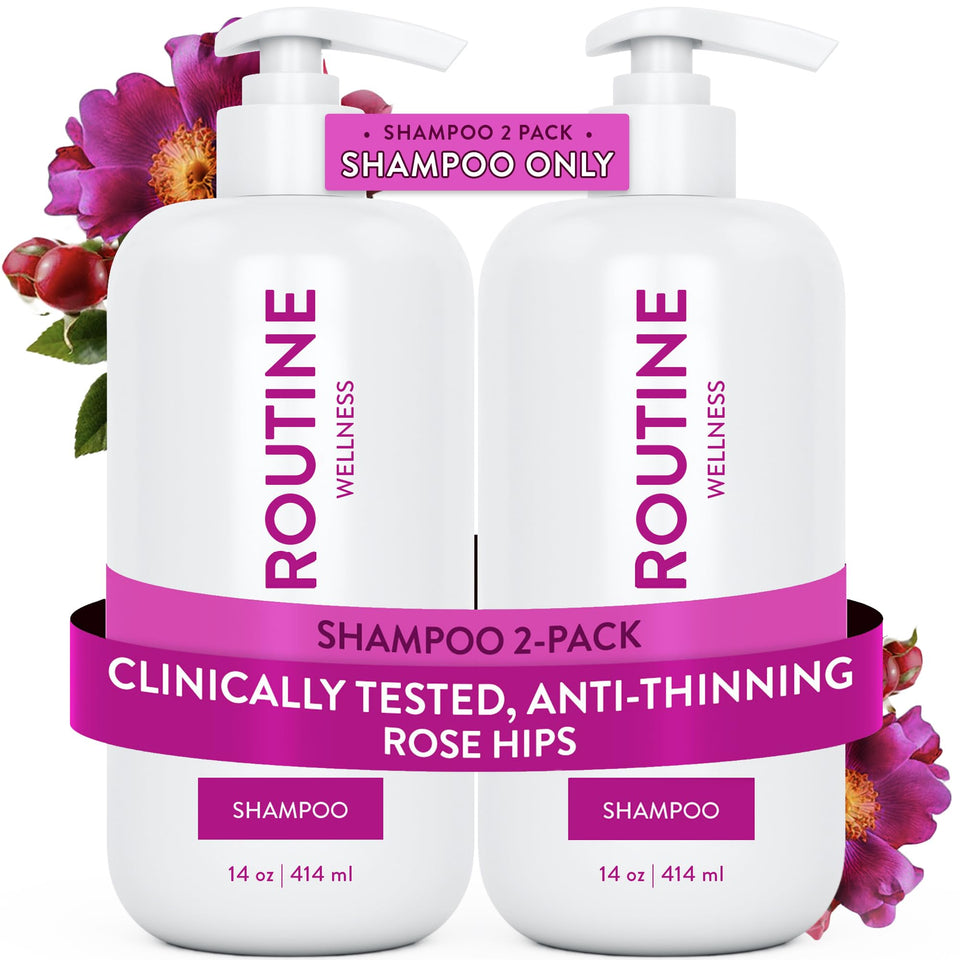 Routine Wellness front packaging showing brand and volumizing shampoo benefits