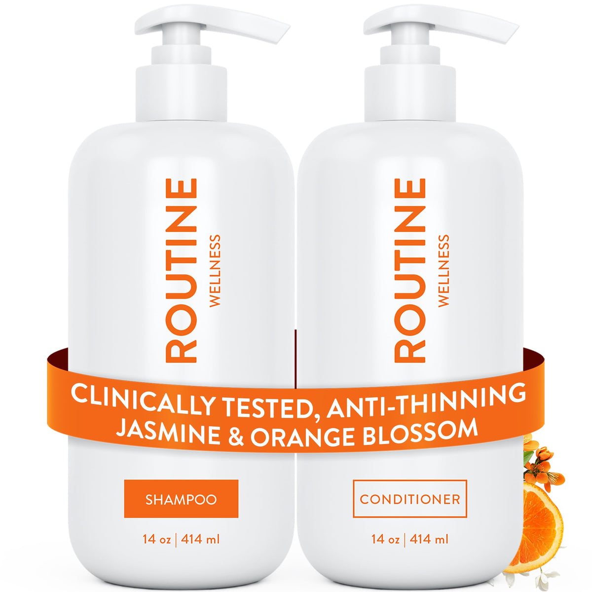 Routine Wellness front packaging showing duo for fuller-looking hair benefits