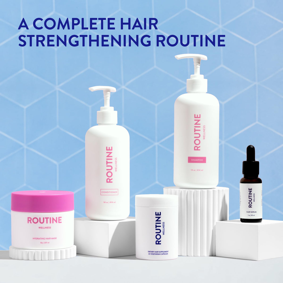 Routine Wellness before-and-after hair showing increased volume and lift