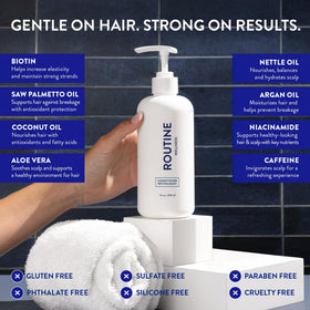 Routine Wellness saw palmetto and nettle oil ingredients supporting thinning hair