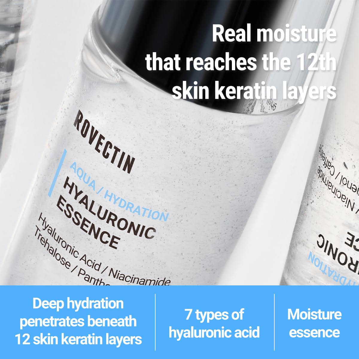 ROVECTIN essence pour texture demonstrating quick absorption and hydration