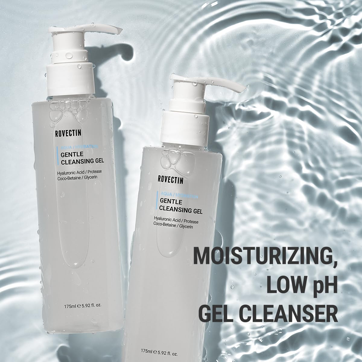 ROVECTIN ingredient label close-up highlighting glycerin and mild surfactants
