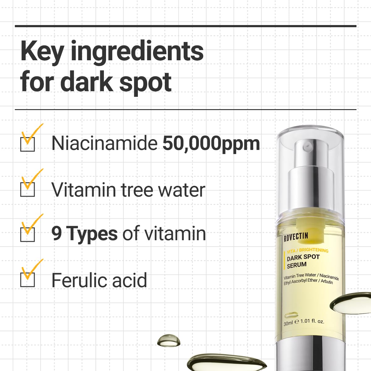 ROVECTIN close-up of serum texture highlighting lightweight, non-sticky finish