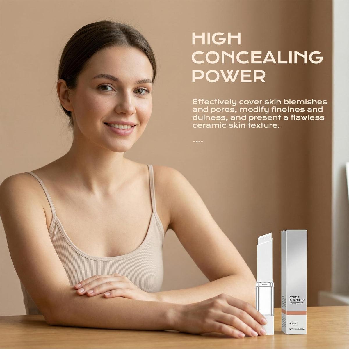 ROVLET soft brush blending foundation on skin for flawless, streak-free finish
