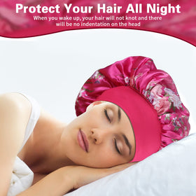 ROYBENS bonnet on pillow in bedroom lifestyle scene showing overnight hair protection