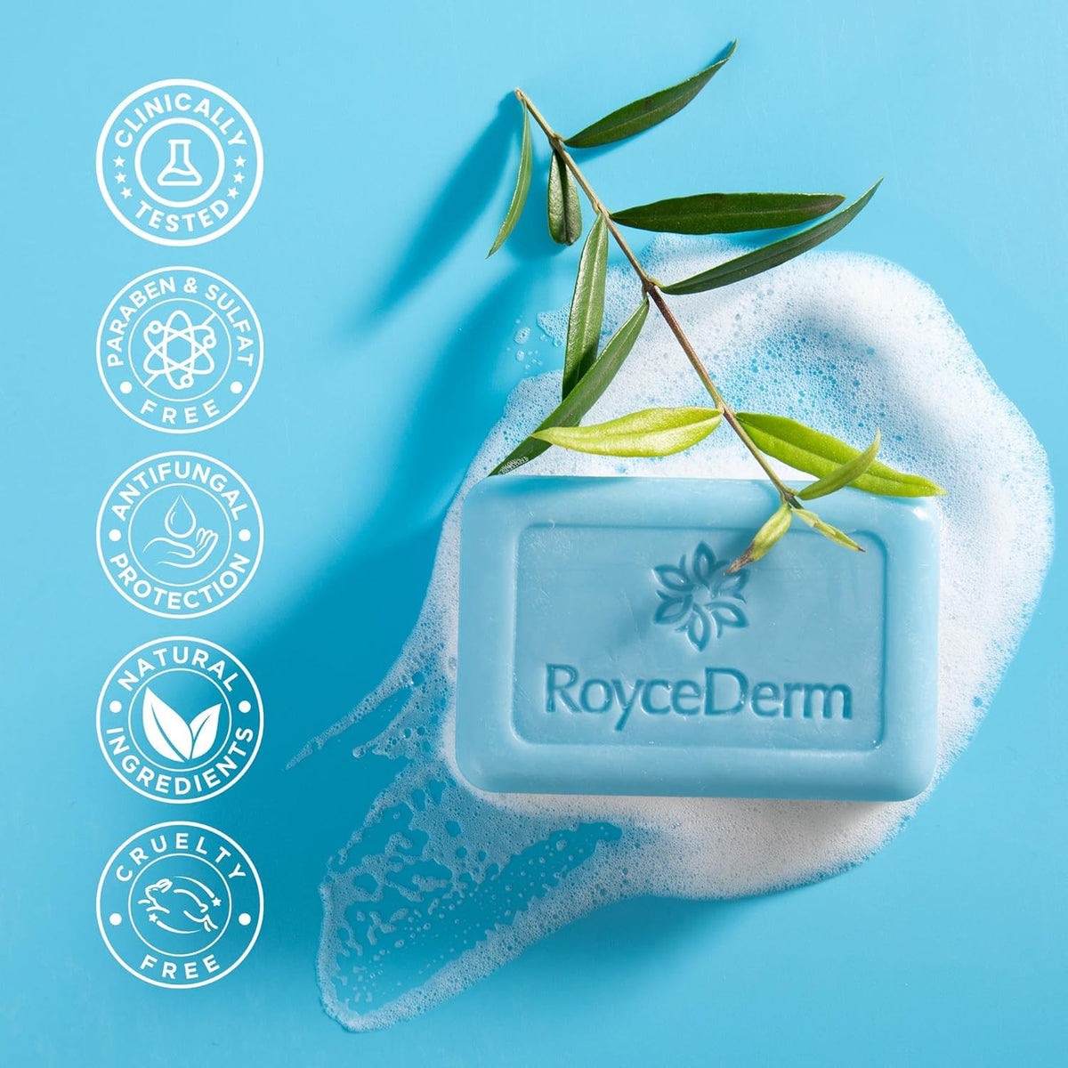 Roycederm bar placed in shower setting illustrating post-workout routine