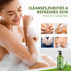 Roycederm bottle in shower setting showing convenient everyday use