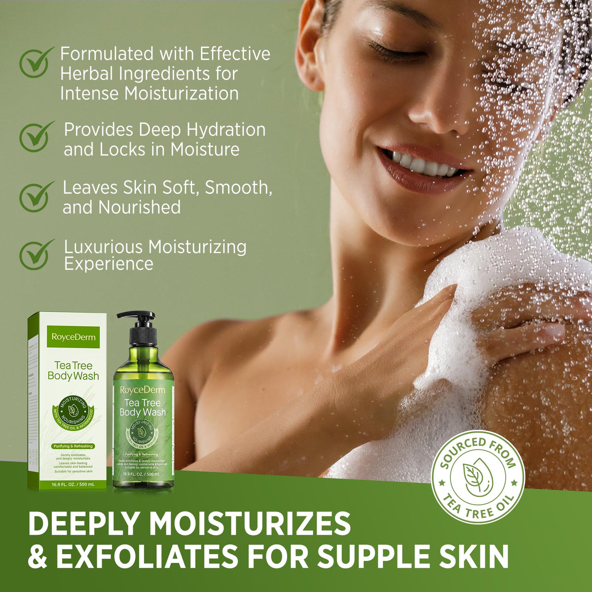 Roycederm close-up texture foam illustrating rich lather benefit