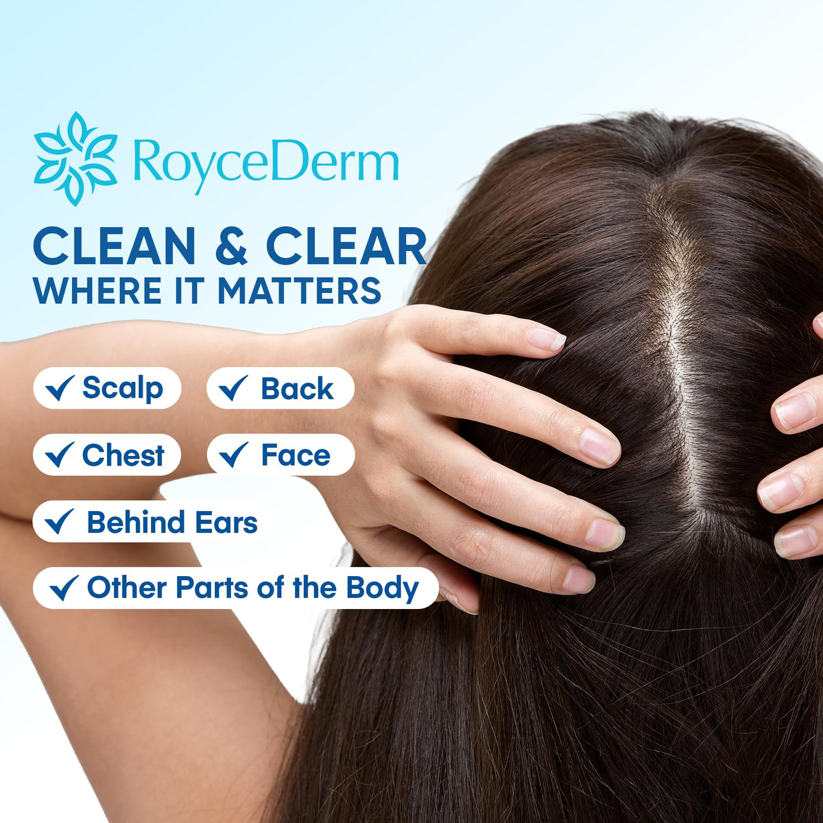 Roycederm conditioner texture pouring to show lightweight hydration that smooths hair without buildup