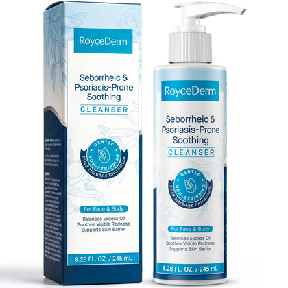 Roycederm bottle front label shows gentle daily wash benefits
