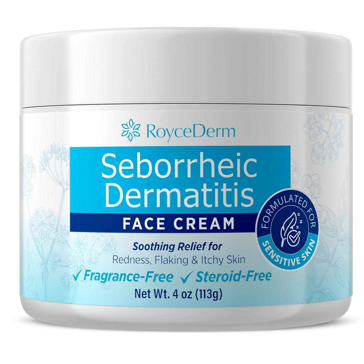 Roycederm front packaging shows product and 4 oz size for clear identification and trust