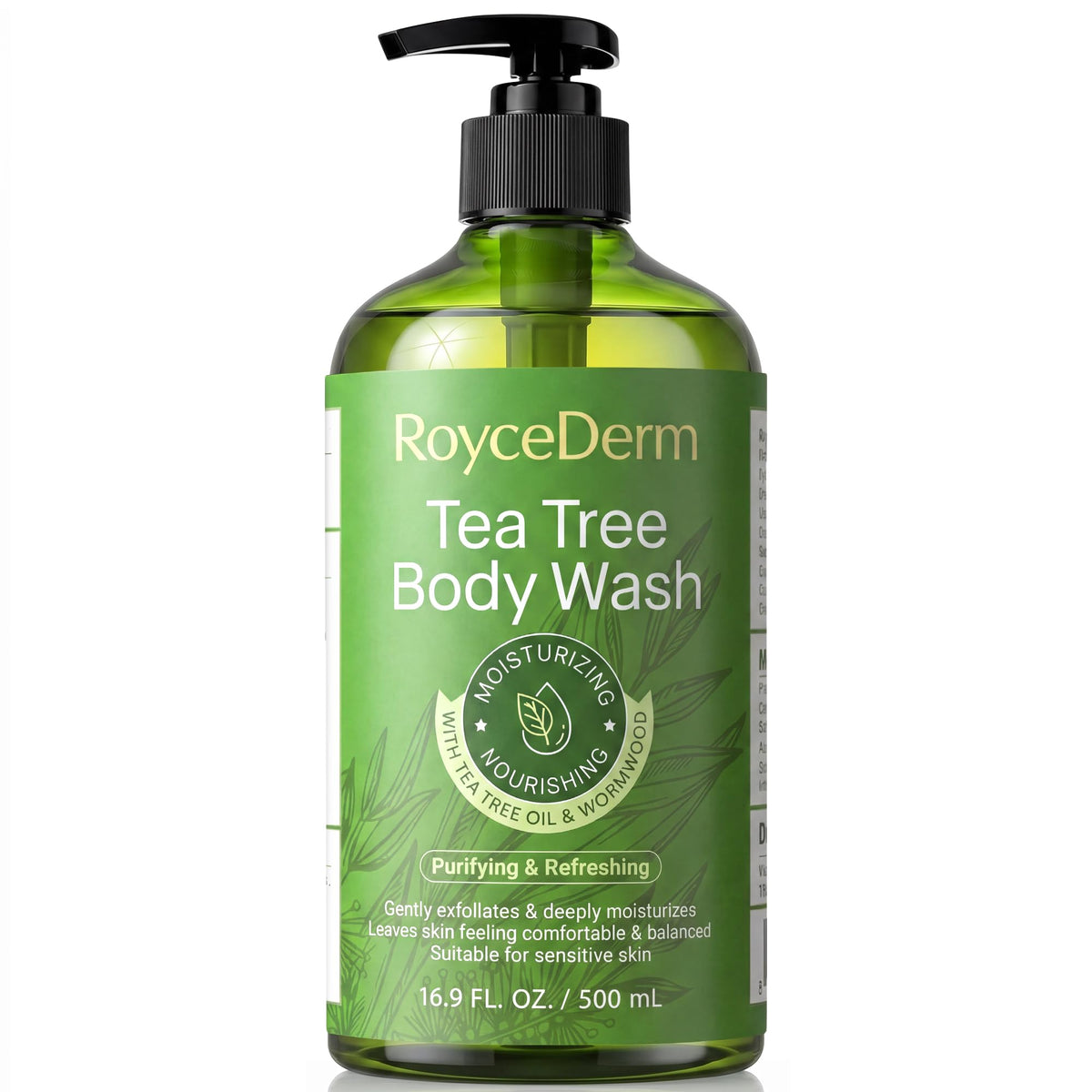 Roycederm front packaging bottle showing product and size benefit