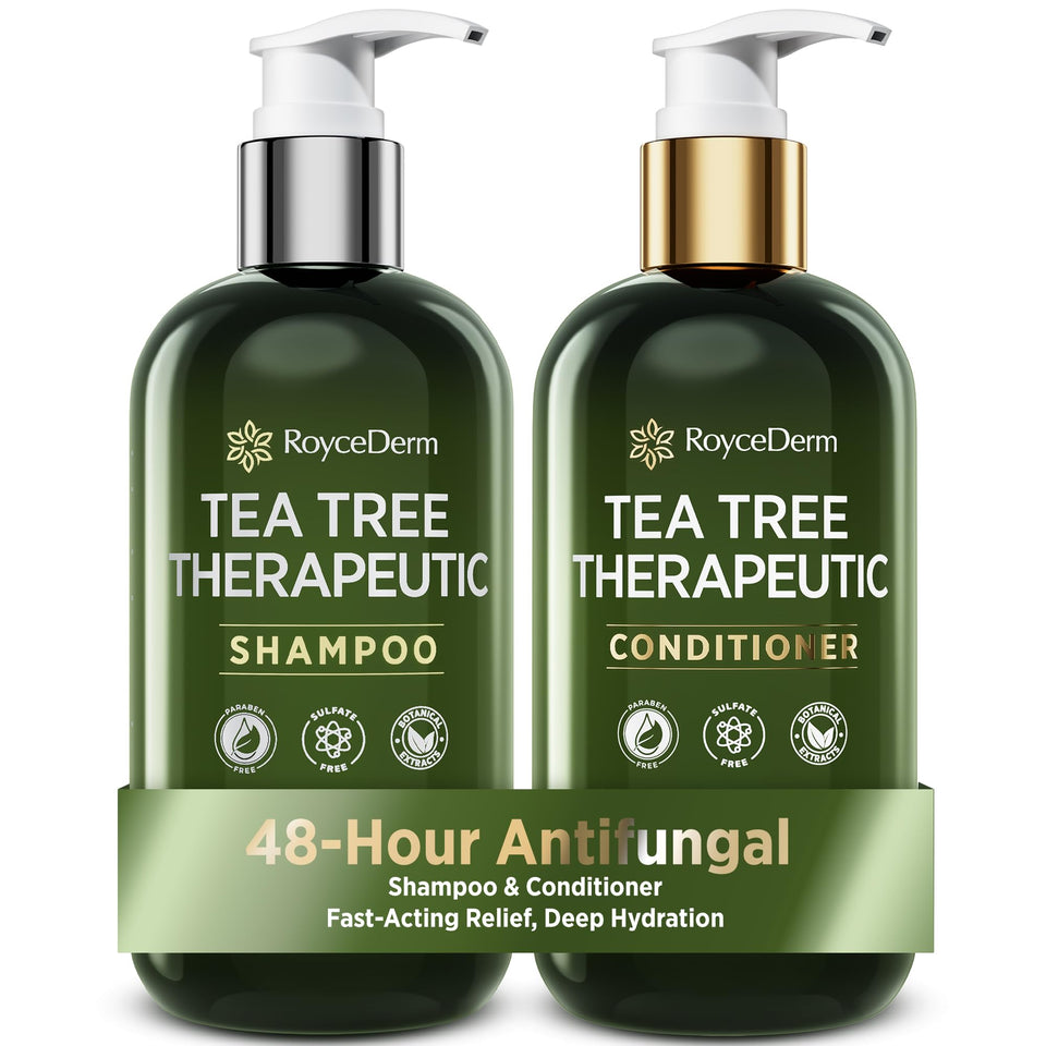 Roycederm front packaging showing both bottles and branding benefit of complete scalp care