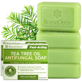 Roycederm front packaging showing two medicated bars and benefits