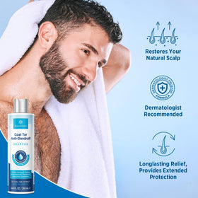 RoyceDerm hair after wash showing hydrated, less flaky appearance