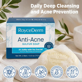 Roycederm soap on bathroom shelf staged for daily skincare routine