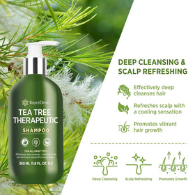 Roycederm shampoo texture poured between fingers demonstrating lather and clarity