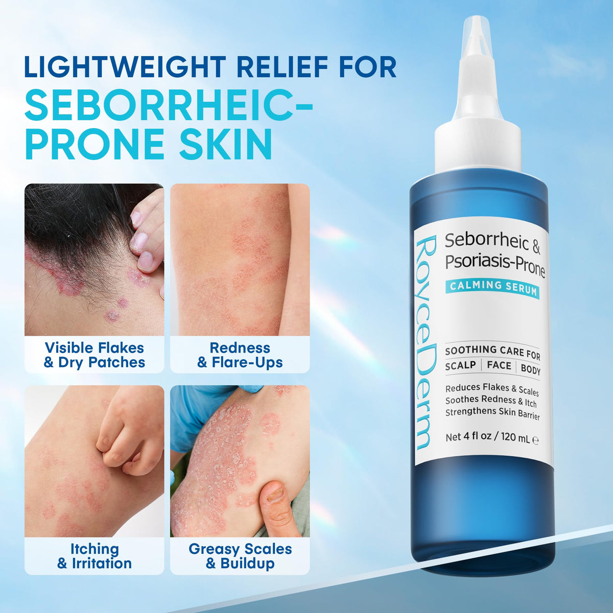 Roycederm serum droplet dispensed to illustrate precise application