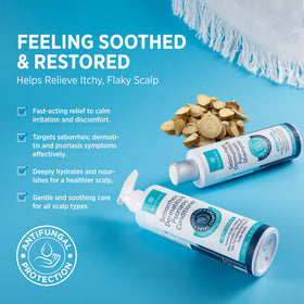 Roycederm shampoo in lather demonstrating cleansing action and gentle foam