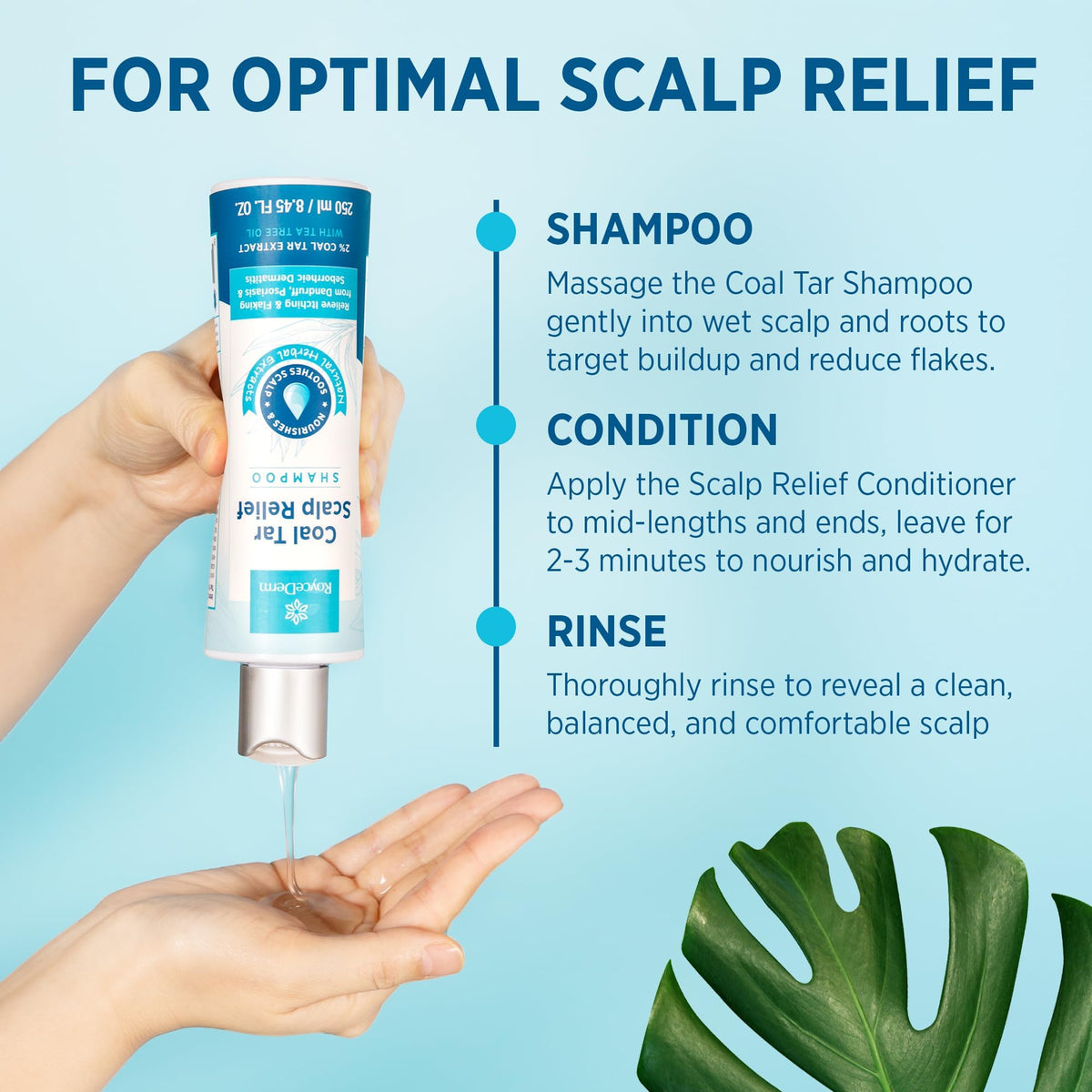 Roycederm shampoo lather on scalp demonstrating gentle cleansing