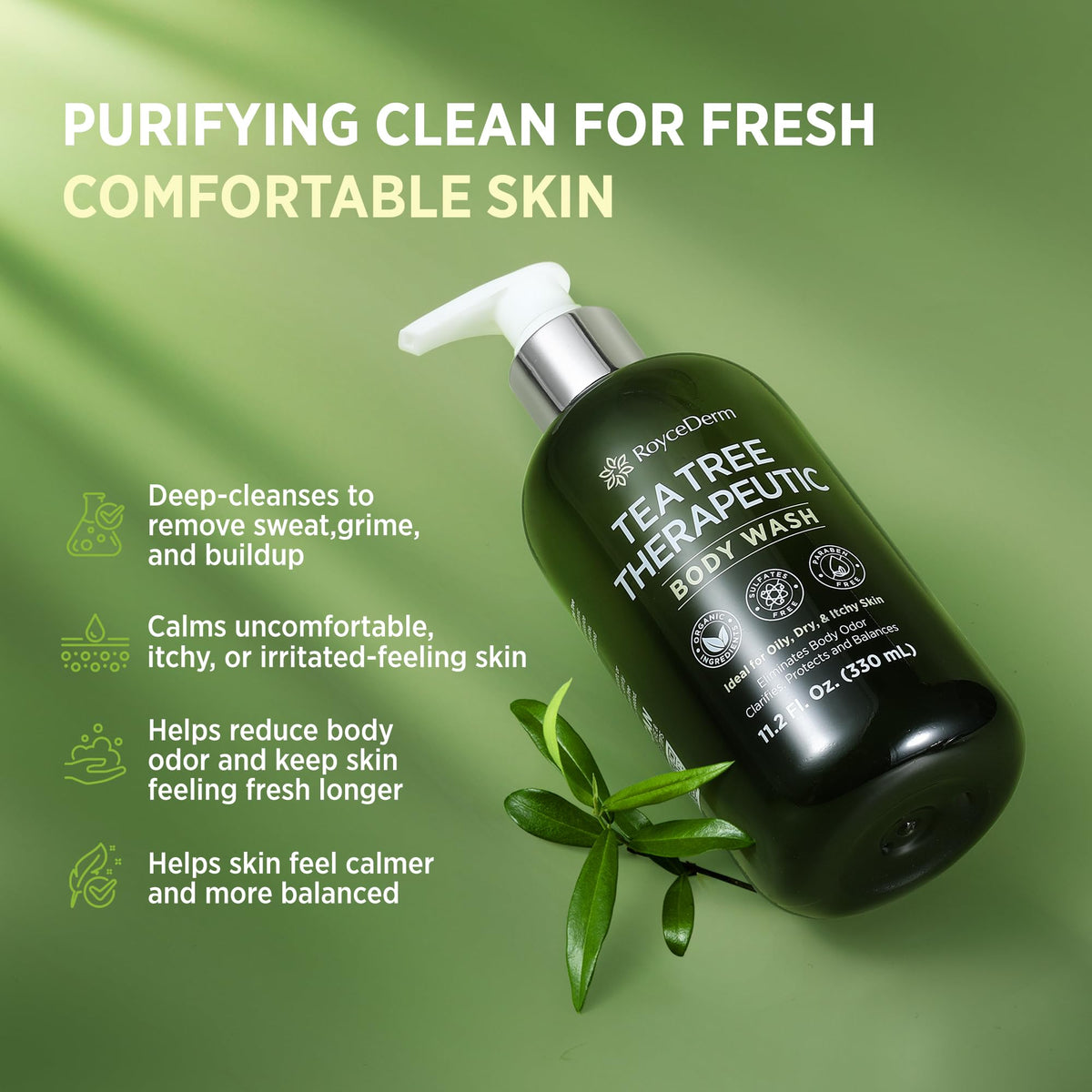 Roycederm creamy lather texture on hand, gentle yet clarifying cleanse