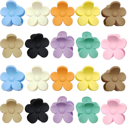 ROYHOO front view of 20pcs colorful flower claw clips showing full set benefit