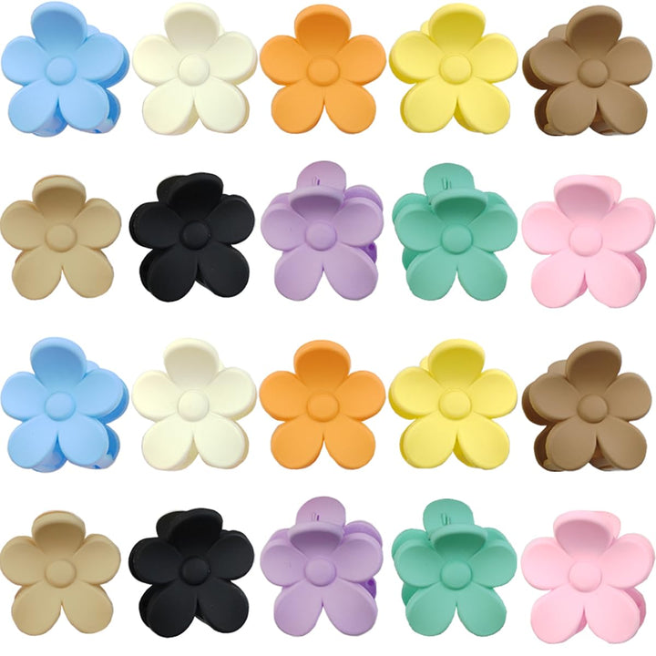 ROYHOO front view of 20pcs colorful flower claw clips showing full set benefit
