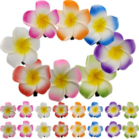 ROYHOO front view of 40PCS frangipani clips showing color variety and quantity, perfect for parties