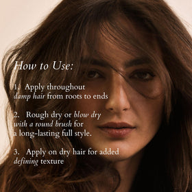 RŌZ applied to damp hair before blow-drying for root lift benefit