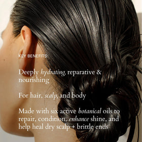 RŌZ oil being applied to hair mid-lengths adding shine and taming frizz