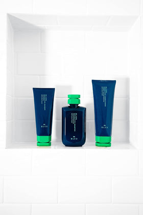 R+Co in shower scene showing everyday use and routine ease