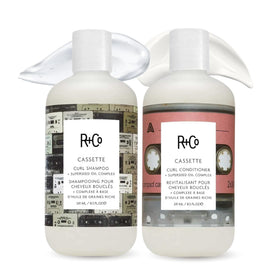 R+Co Cassette front packaging showing bottles and sample, highlighting professional styling