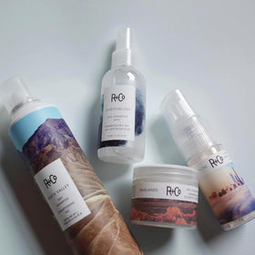 Before and after hair comparison using R+Co showing cleaner-looking, lifted roots