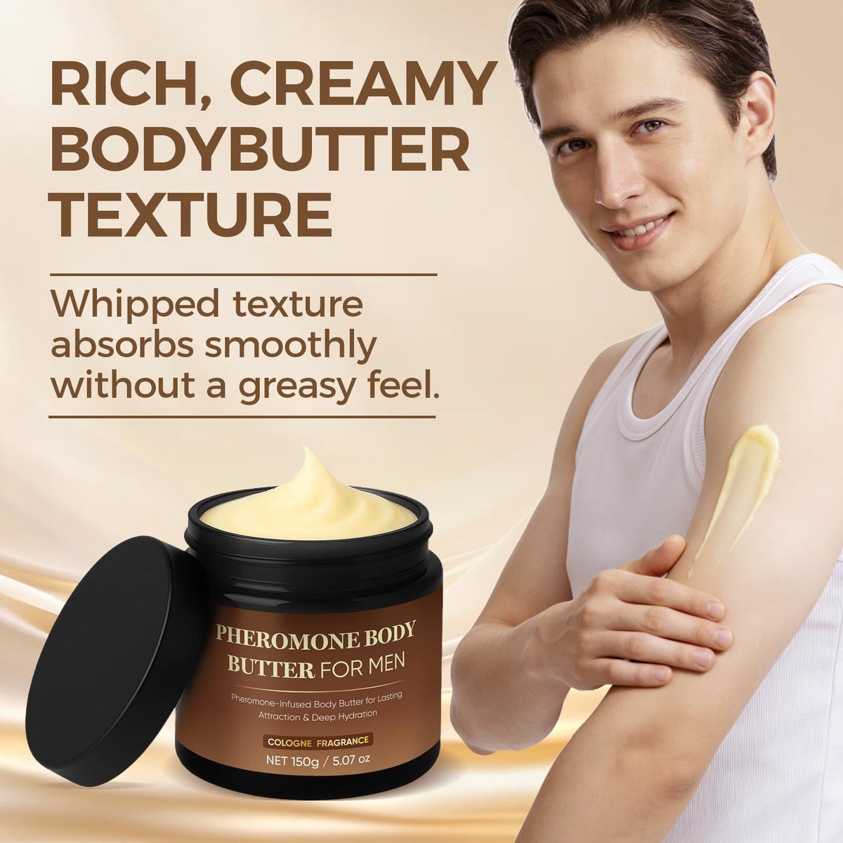 RTQSU application on arm demonstrating fast absorption and non-greasy finish