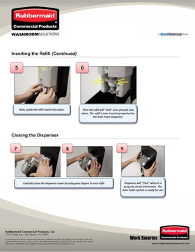 Rubbermaid installed in Flex dispenser illustrating fast cartridge replacement