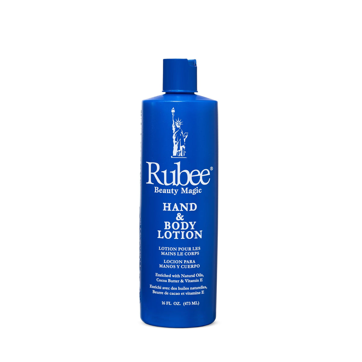RUBEE lotion being applied to hands demonstrating quick absorption benefit