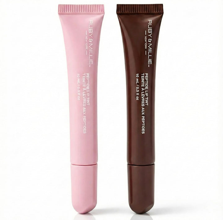 Ruby & Millie front packaging showing twin tubes and elegant ribbon, highlights gifting appeal