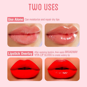 Ruby Kisses on bare lips delivering visible glossy hydration