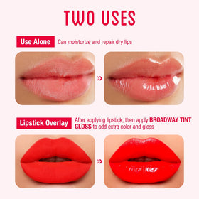 Ruby Kisses shades array flatlay with pink, red, brown and clear tints