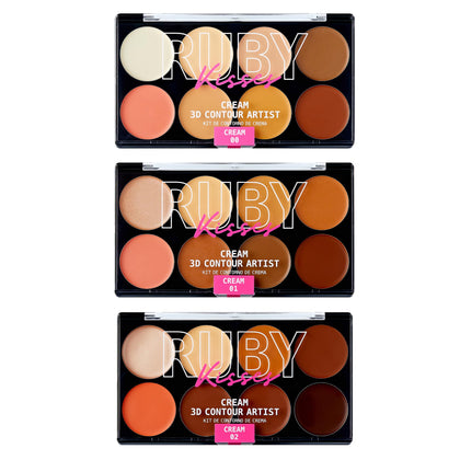 Ruby Kisses front packaging showing three cream contour sticks and benefits