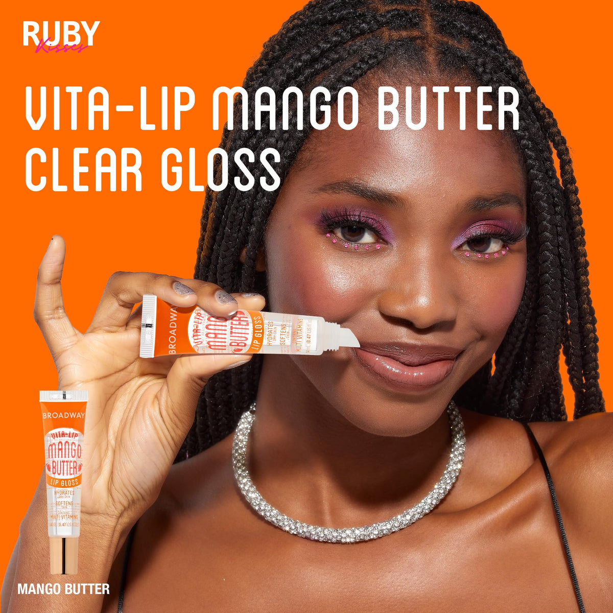 ruby kisses gloss layered over matte lipstick adding instant shine