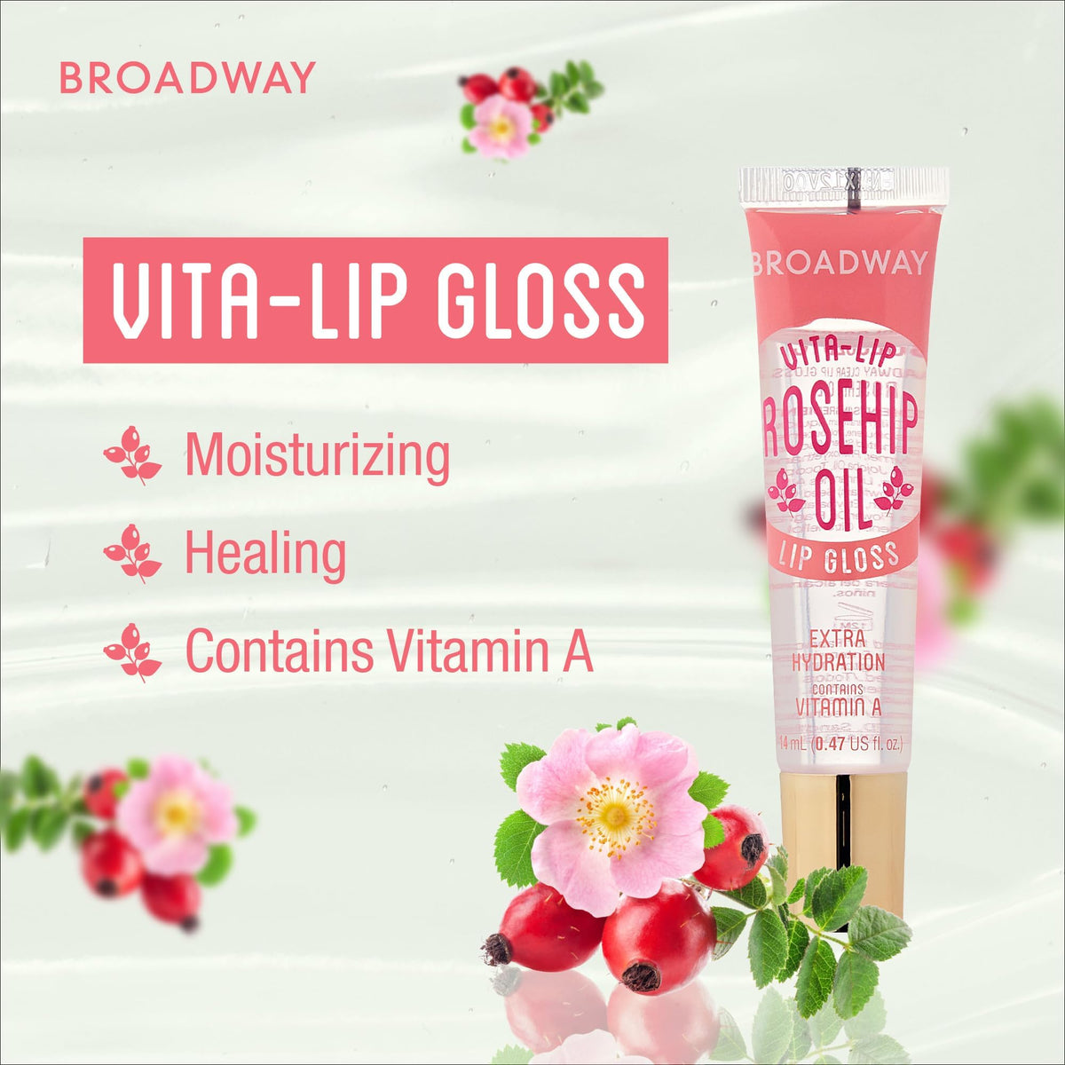 Ruby Kisses glossy texture swirl showing high-shine, non-sticky finish