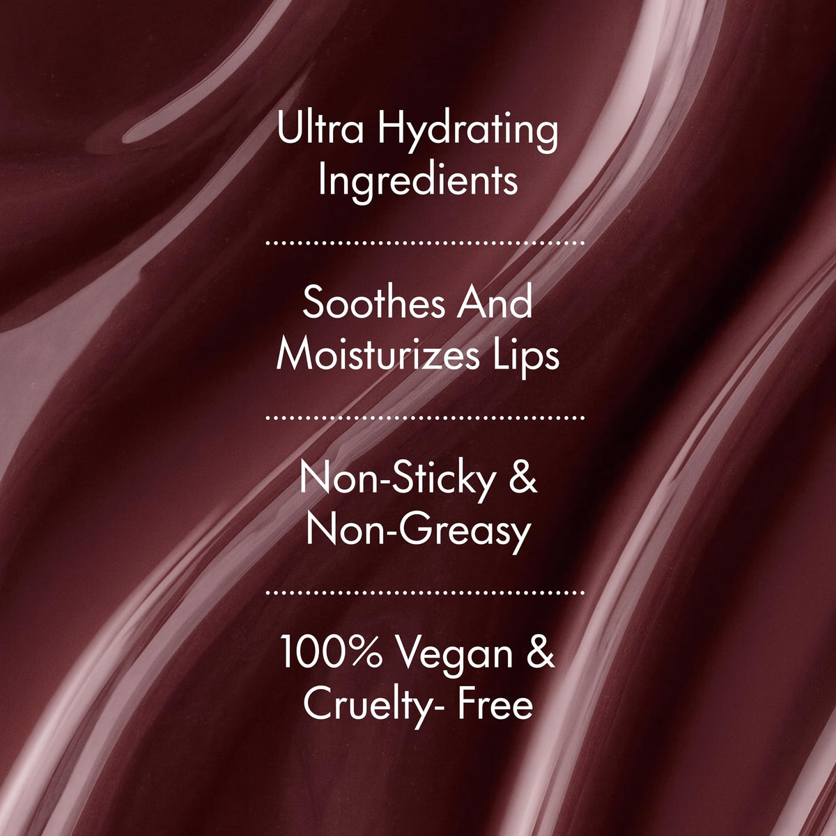 Ruby & Millie lip on model demonstrating natural brown-nude color and shine benefit