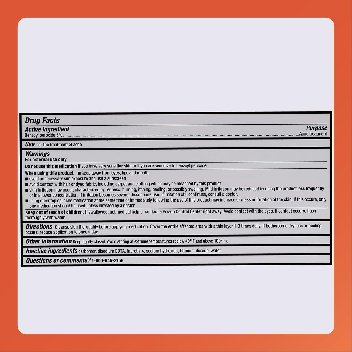 RUGBY LABORATORIES label close-up showing active ingredient and clarity benefit