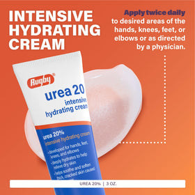 RUGBY LABORATORIES cream applied to hand demonstrating targeted relief for rough skin
