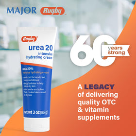 RUGBY LABORATORIES close of cap and label emphasizing clear directions and branding