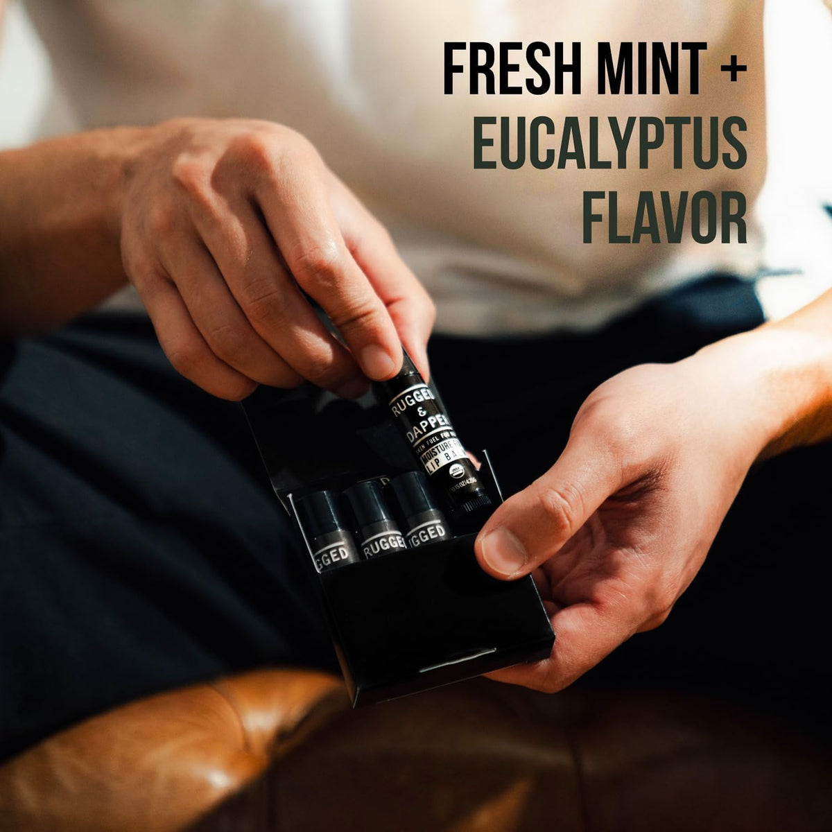 RUGGED & DAPPER tube in a jeans pocket showing portability and on-the-go convenience