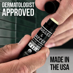 RUGGED & DAPPER single tube close-up showing balm tip and quick absorption benefit