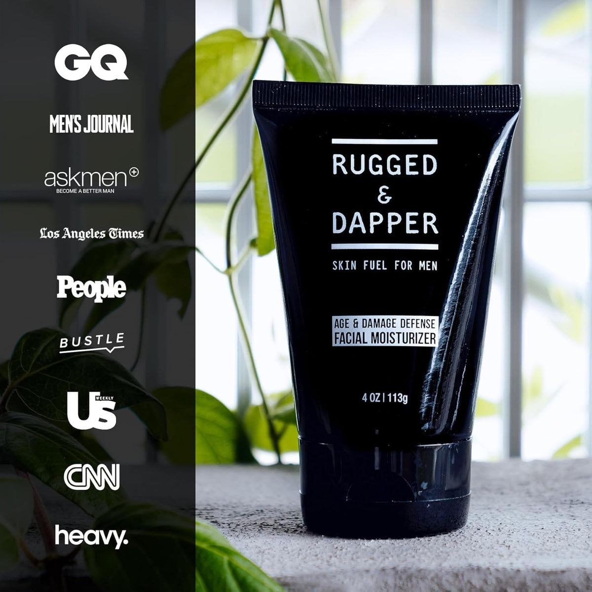 RUGGED & DAPPER 4oz tube next to razor to show compact travel-friendly size